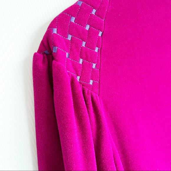 Vintage 1970s Vanity Fair Full Length House Coat Robe Nightgown Fuchsia Small - Picture 8 of 13